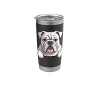 Bulldog inglese bianco divertente che sbircia cucciolo di cane britannico Bicchiere termico in acciaio inox doppia parete