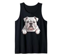 Bulldog Inglese Bianco Divertente Che sbircia Cucciolo di Cane Britannico Canotta