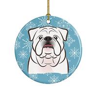 Bulldog Inglese Bianco Fiocco Di Neve Ornamento In Ceramica Natalizia Con Cordino Ciondoli Decorazione Albero Di Natalizia Ceramica Christmas Party Bomboniere