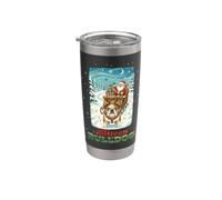Bulldog inglese Blitzen che tira la slitta di Babbo Natale Retro Holiday Bicchiere termico in acciaio inox doppia parete