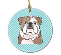 Bulldog Inglese Blu A Scacchi Christmas Party Bomboniere Con Cordino Ciondoli Natalizi Ceramica Ornamento In Ceramica Natalizia