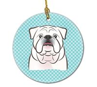 Bulldog Inglese Blu Bianco A Scacchi Ciondoli Natalizi Con Cordino Christmas Party Bomboniere Ceramica Ornamenti Di Albero Di Natale