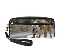 Bulldog inglese Bokeh Skateboard Animali domestici inglese, Borsa per il trucco Borsa per cosmetici Borsa da viaggio portatile da toilette Astuccio in pelle per donne e ragazze