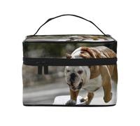Bulldog inglese Bokeh Skateboard Animali domestici inglese, Borsa per il trucco Borsa per cosmetici Borsa da viaggio portatile da viaggio Astuccio per matite