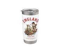 Bulldog Inglese Cani Innamorati Coppia Drink Barca Inghilterra Bicchiere termico in acciaio inox doppia parete