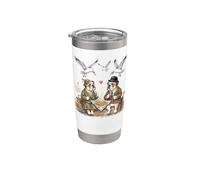 Bulldog Inglese Cani Innamorati Coppia Pesce & Chips Inghilterra Bicchiere termico in acciaio inox doppia parete