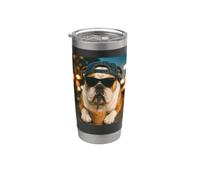 Bulldog inglese che beve caffè freddo divertente amante dei cani Bicchiere termico in acciaio inox doppia parete