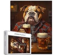 Bulldog inglese che beve puzzle da 1000 pezzi per adulti pub gioco d'azzardo scena puzzle puzzle colorato fai da te per la decorazione della casa regali puzzle famiglia perfetto per serate di gioco 50