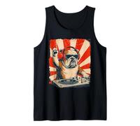 Bulldog inglese DJ House Music Retro Dog Lover Canotta
