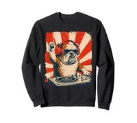 Bulldog inglese DJ House Music Retro Dog Lover Felpa