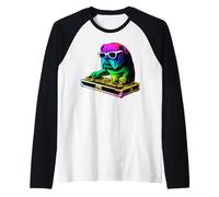 Bulldog Inglese DJ Musica Party Amante dei Cani Maglia con Maniche Raglan