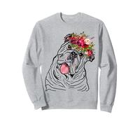 Bulldog inglese floreale per le donne per il proprietario Felpa