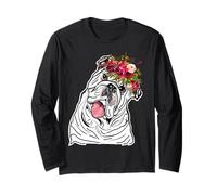 Bulldog inglese floreale per le donne per il proprietario Maglia a Manica