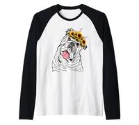Bulldog inglese floreale per le donne per il proprietario Maglia con Maniche Raglan