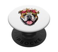 Bulldog inglese floreale per le donne per il proprietario PopSockets PopGrip Adesivo