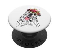 Bulldog inglese floreale per le donne per il proprietario PopSockets PopGrip Adesivo