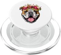 Bulldog inglese floreale per le donne per il proprietario PopSockets PopGrip per MagSafe