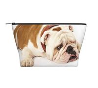 Bulldog inglese Fotografia di Bulldog triste e stanco con crema marrone, Borsa da toilette Borsa per trucco Borsa per cosmetici Borsa da toilette da viaggio portatile