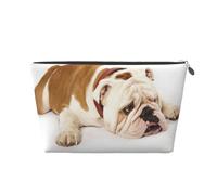Bulldog inglese Fotografia di Bulldog triste e stanco con crema marrone, Borsa da toilette Borsa per trucco Borsa per cosmetici Borsa da toilette da viaggio portatile