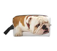 Bulldog inglese Fotografia di Bulldog triste e stanco con crema marrone, Borsa per il trucco Borsa per cosmetici Borsa da viaggio portatile da viaggio Borsa per trucco Organizer