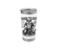 Bulldog inglese in moto giocare calcio calcio DIGOR retrò Bicchiere termico in acciaio inox doppia parete