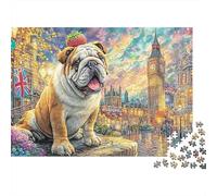 Bulldog Inglese Puzzle per Adulti Puzzle 1000 Pezzi Cartaceo Punto di Interesse Londra Gioco di Puzzle 1000 Pezzi Relax Regalo 70x50cm/1000pcs
