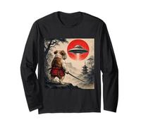 Bulldog inglese Samurai UFO Vintage giapponese Ukiyo-e Cane Maglia a Manica