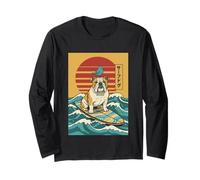 Bulldog Inglese Surf Giapponese Grande Onda Kanagawa Maglia a Manica