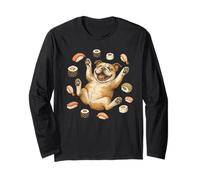 Bulldog inglese Sushi Retro Vintage Dog Lover Maglia a Manica