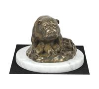 Bulldog Inglese Tipo 2 - Figura Con Un Cane Su Marmo Bianco Art Dog DE