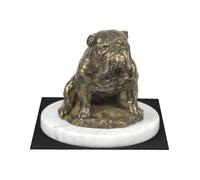Bulldog Inglese Tipo 3 - Figura Con Un Cane Su Marmo Bianco Art Dog DE