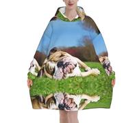 Bulldog inglesi Cani stanchi Animali da prato,Felpa con cappuccio oversize da donna, felpa con cappuccio, coperta in flanella