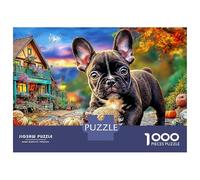 Bulldog Jigsaw Puzzle Frenchie che gioca con una palla 1000 Pezzi Cartone Riciclato Per Amanti Puzzle, Difficile Ma Soddisfacente, Regalo Compleanno Originale Immagini Vibranti 52x38cm/1000pcs
