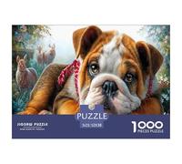 Bulldog Jigsaw Puzzle Impossible 1000Pcs Giardino delle fiabe Decorazione Per La Casa. Giochi Rilassamento E Intelligence Per Adulti E Ragazzi Da 14 Anni 52x38cm/1000pcs