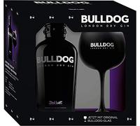 BULLDOG London Dry Gin 40% Vol. 700ml - Confezione Regalo con Bicchiere Originale Bulldog Nero Opaco