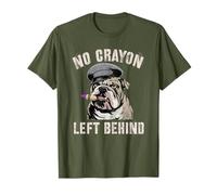 Bulldog No Crayon Left Behind Grunt Team Militare Il Mio Soldato Maglietta