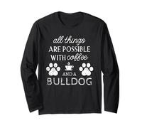 Bulldog Pet Lover Coffee And Dog Bulldog Paws Maglia a Manica