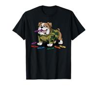 Bulldog Powered by Crayons Boot Camp MRE Eater Grunt Dog Dad Maglietta