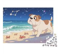 Bulldog Puzzle 1000 Pezzi Bulldogs Strolling on The Beach, Per Bambini E Adulti Relax-rompicapo Impossible Grandi Dimensioni Regalo 1000pcs (75x50cm)