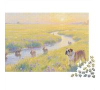 Bulldog Puzzle 1000 Pezzi Bulldogs Strolling on The Grassland, Per Bambini E Adulti Relax-rompicapo Difficile Sfida Grandi Dimensioni Regalo 1000pcs (75x50cm)