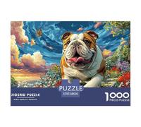 Bulldog Running Through FieldIntricate 1000-Piece Jigsaw Puzzles for Adults Presenting A World of Challenging Puzzle Games - These Stand As The Premier Gift Jigsaw Puzzles for Adults And Kids Age 1