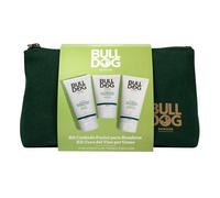 Bulldog Skincare - Beauty case per la cura del viso da uomo, include: detergente viso 150 ml + gel da barba 175 ml + crema idratante 100 ml e borsa da bagno in tessuto sostenibile | Set regalo uomo