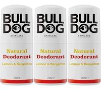 BULLDOG SKINCARE - Deodorante naturale roll-on al limone e bergamotto, da uomo, 75 ml, confezione da 3