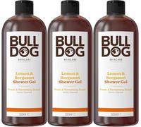Bulldog Skincare - Gel doccia da uomo, al limone e bergamotto, naturale, rinfrescante, 500 ml, confezione da 3