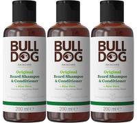 Bulldog Skincare Original Beard Shampoo & Balsamo da 200 ml, per barba da uomo, idratante per barba morbida e morbida, confezione da 3