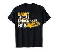 Bulldozer a Tema Edile Daddy of The Birthday Boy Maglietta