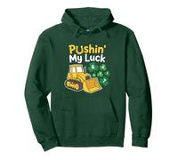 Bulldozer per Bambini Che Spingono la mia Fortuna St Patrick 6 7 Numeri Fortunati Felpa con Cappuccio