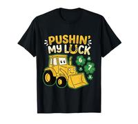 Bulldozer per Bambini Che Spingono la mia Fortuna St Patrick 6 7 Numeri Fortunati Maglietta