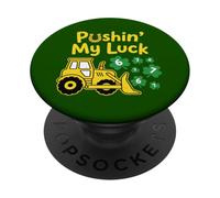 Bulldozer per bambini che spingono la mia fortuna St Patrick 6 7 Numeri Fortunati PopSockets PopGrip Adesivo