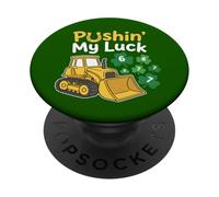 Bulldozer per bambini che spingono la mia fortuna St Patrick 6 7 Numeri Fortunati PopSockets PopGrip Adesivo